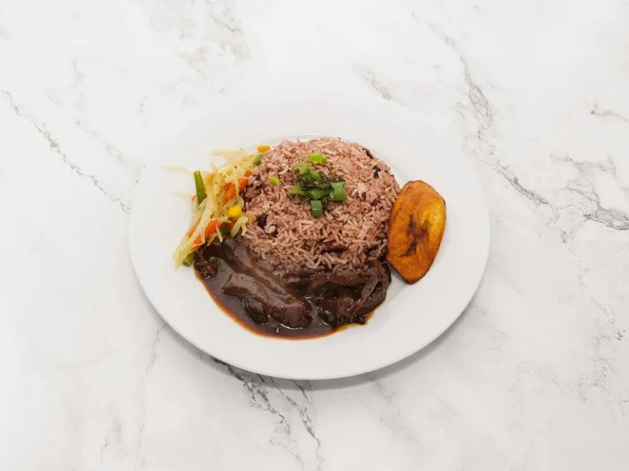 Caribbean curry goat with rice