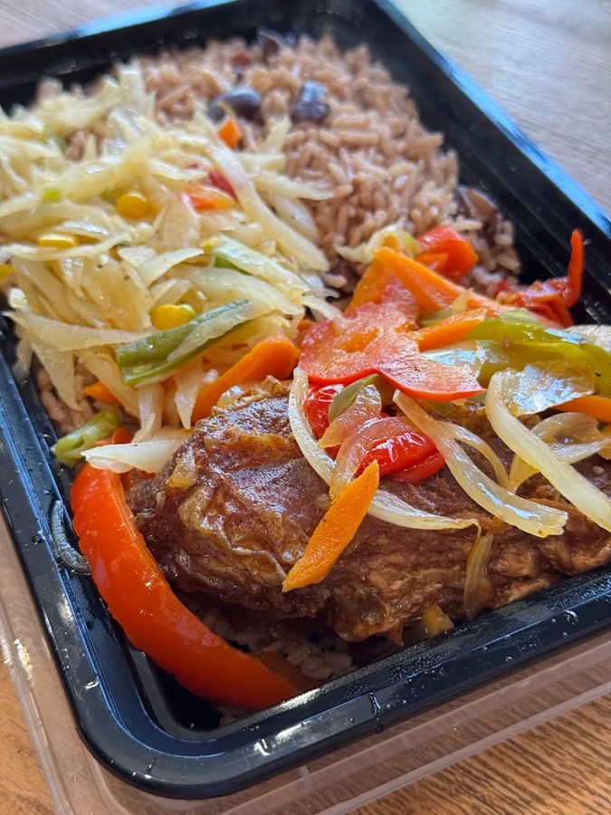 Escovitch fish with peppers and onions