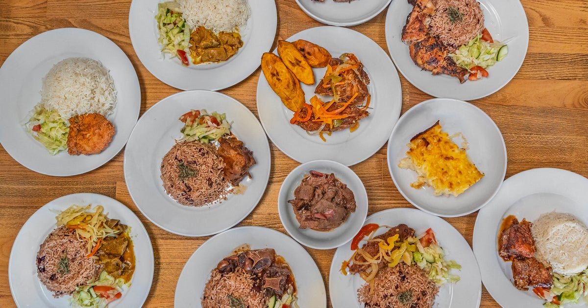 A spread of authentic Caribbean dishes at Caribbean Flavours